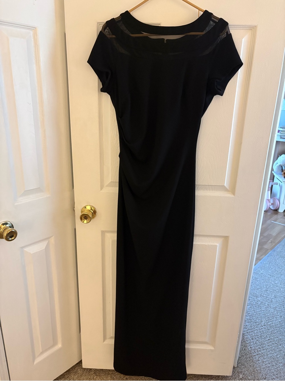 Xscape Black Maxi Dress with Sheer Yoke